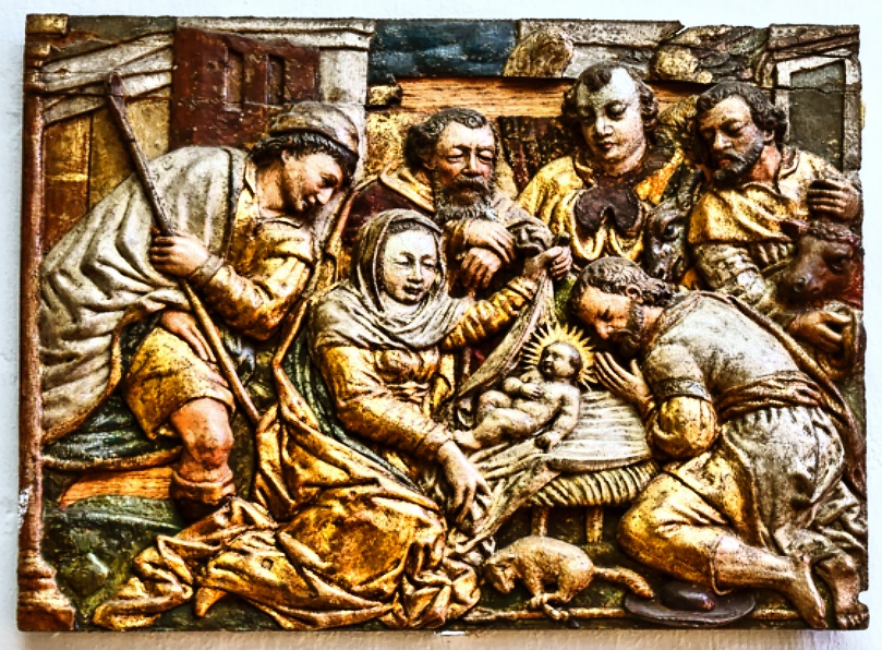 Foto Holzrelief Geburt Jesu